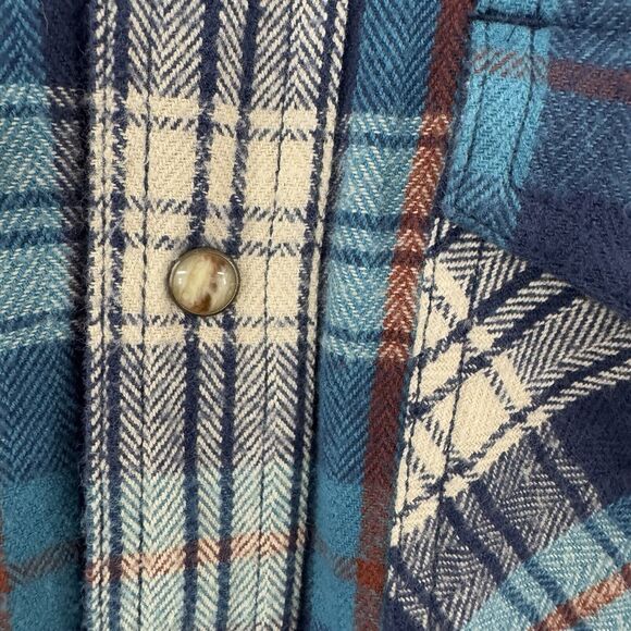 Ariat Huntleigh Retro Plaid Long Sleeve Snap Western Flannel Shirt Small Blue - Picture 6 of 14